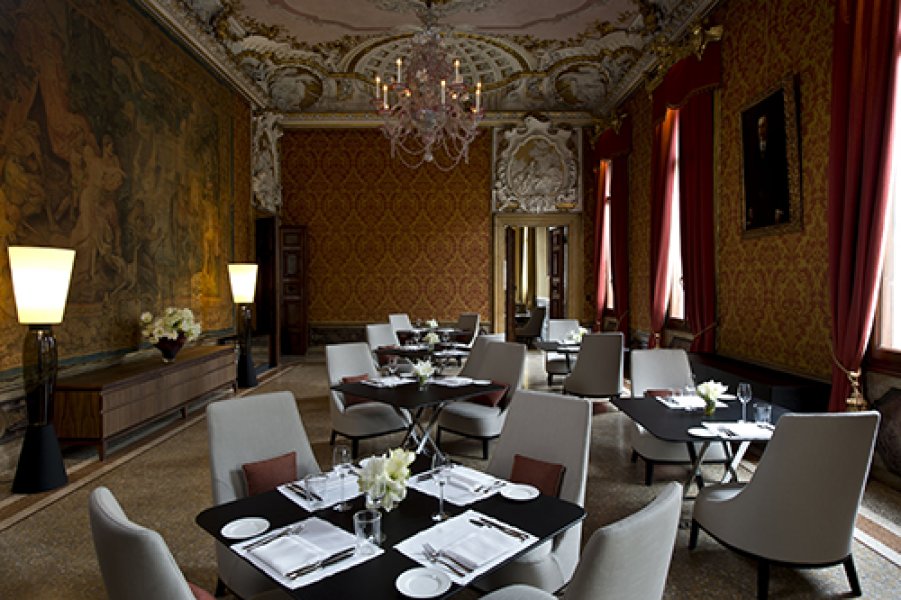 Aman Venice Red Dining Room 08